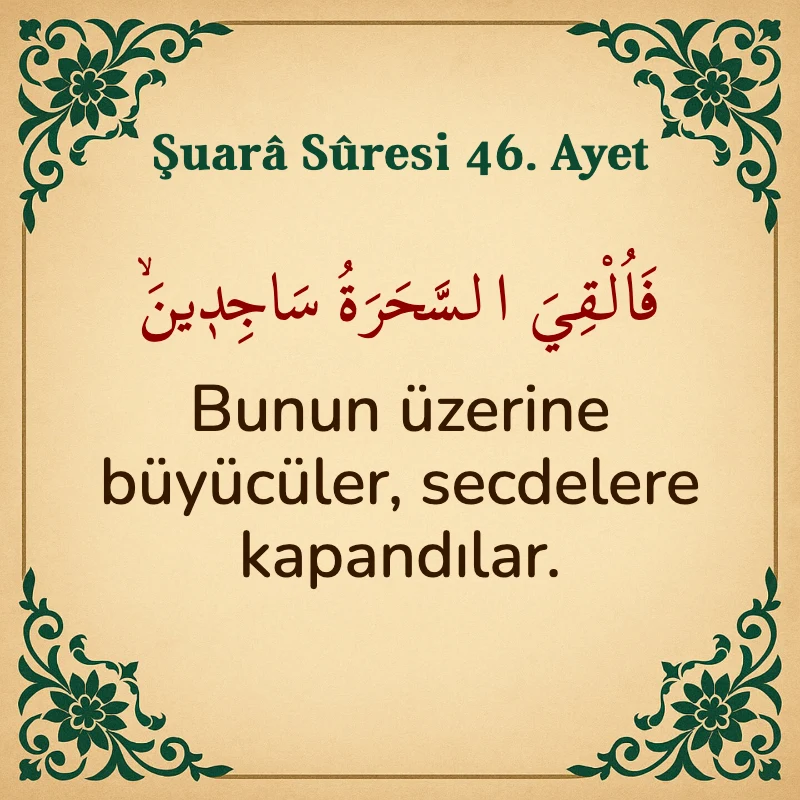 Şuara Suresi 46. Ayet Arapça ve Türkçe meali