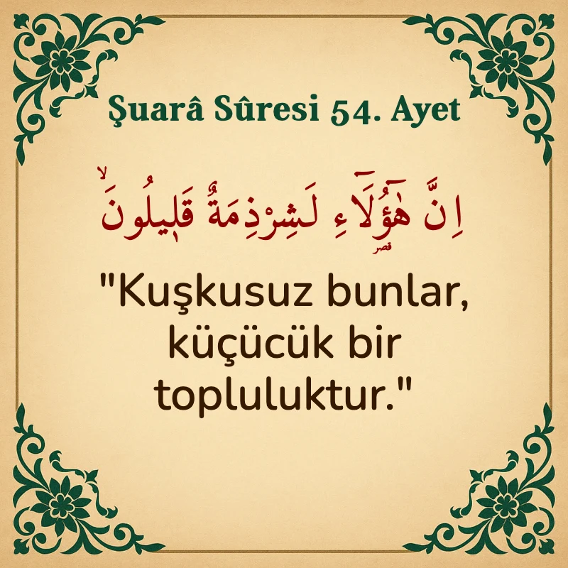 Şuara Suresi 54. Ayet Arapça ve Türkçe meali