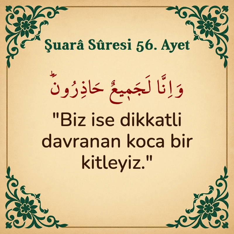 Şuara Suresi 56. Ayet Arapça ve Türkçe meali