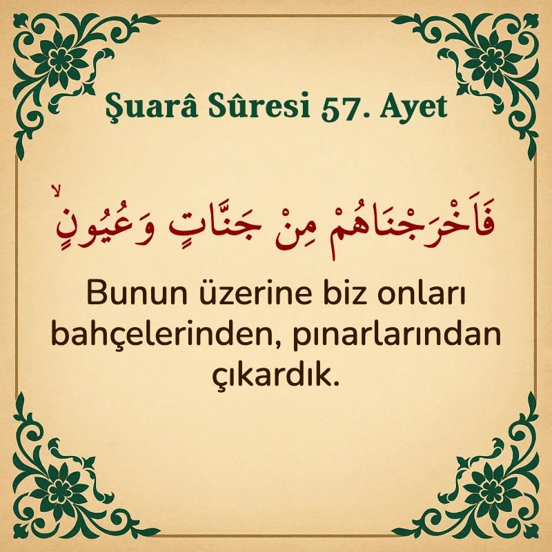 Şuara Suresi 57. Ayet Arapça ve Türkçe meali