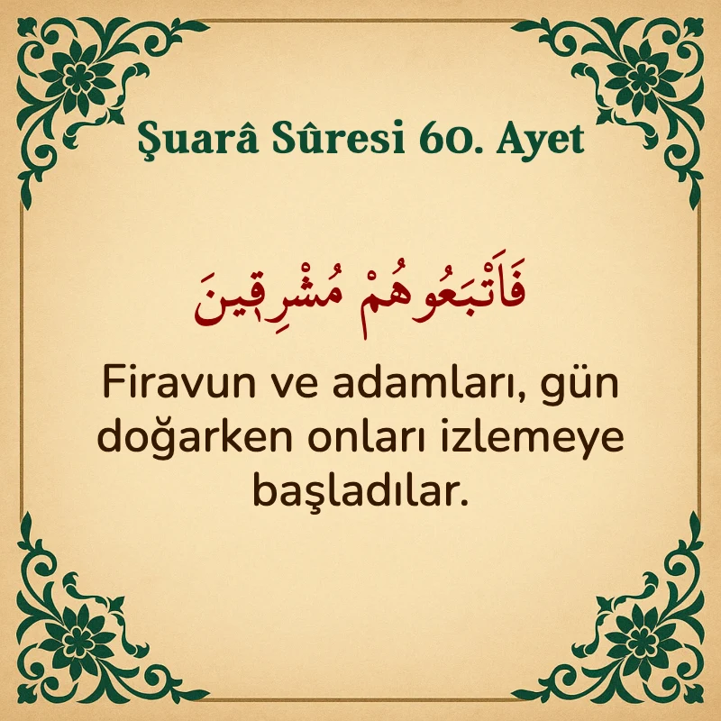 Şuara Suresi 60. Ayet Arapça ve Türkçe meali