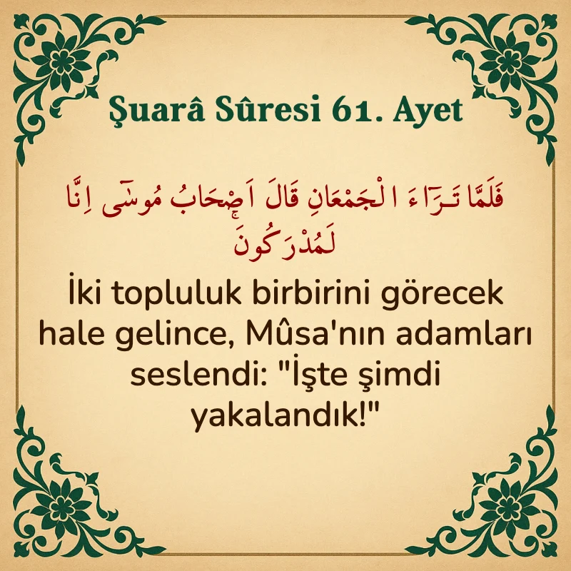 Şuara Suresi 61. Ayet Arapça ve Türkçe meali
