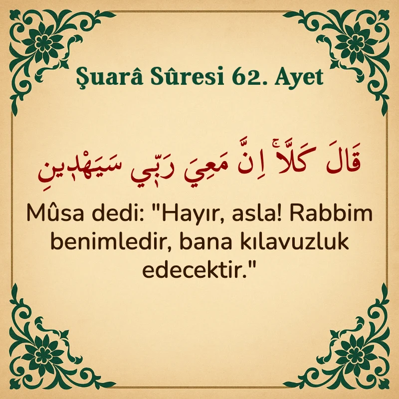Şuara Suresi 62. Ayet Arapça ve Türkçe meali