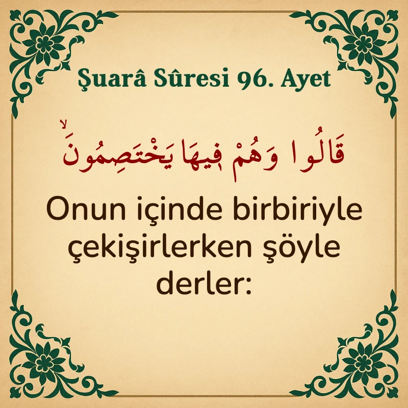 Şuara Suresi 96. Ayet Arapça ve Türkçe meali