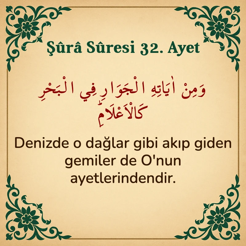 Şura Suresi 32. Ayet Arapça ve Türkçe meali