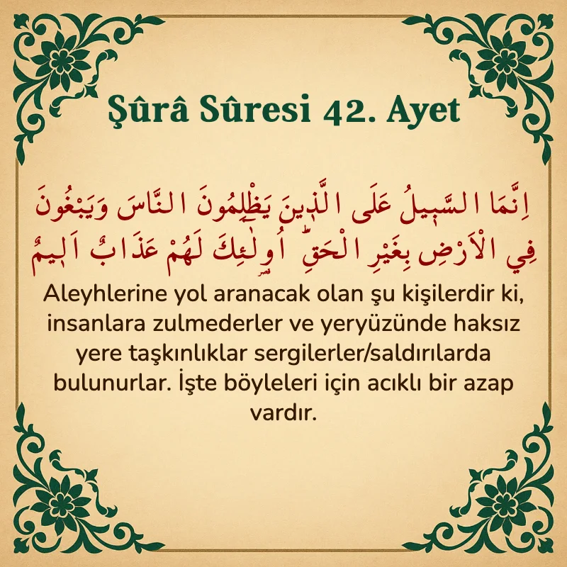 Şura Suresi 42. Ayet Arapça ve Türkçe meali