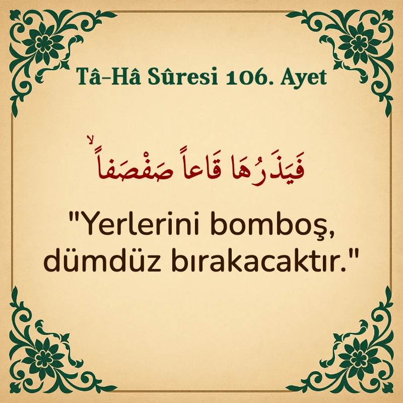 Taha Suresi 106. Ayet Arapça ve Türkçe meali