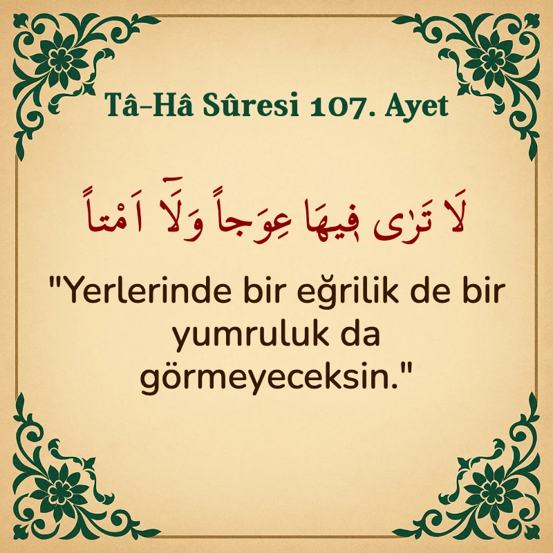Taha Suresi 107. Ayet Arapça ve Türkçe meali