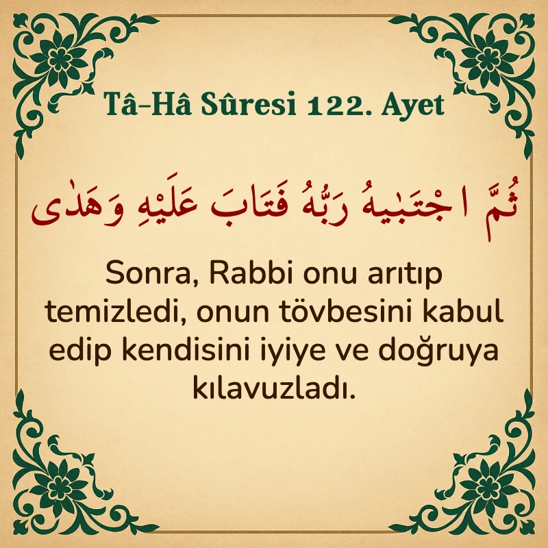 Taha Suresi 122. Ayet Arapça ve Türkçe meali