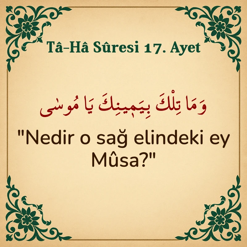 Taha Suresi 17. Ayet Arapça ve Türkçe meali