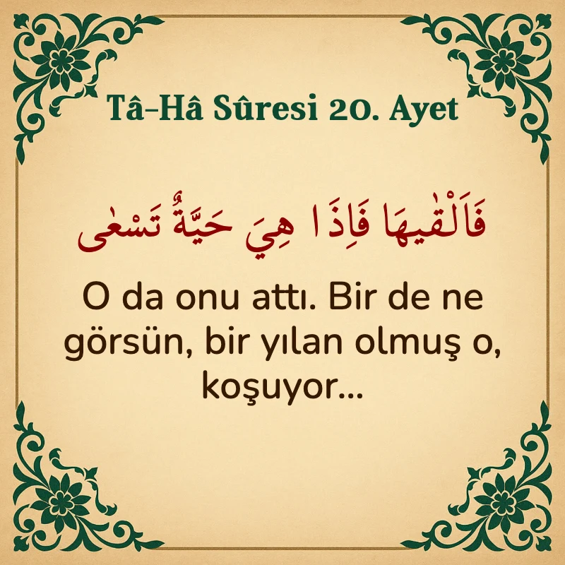 Taha Suresi 20. Ayet Arapça ve Türkçe meali