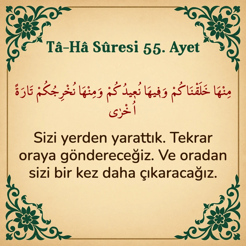 Taha Suresi 55. Ayet Arapça ve Türkçe meali