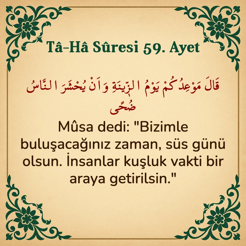 Taha Suresi 59. Ayet Arapça ve Türkçe meali