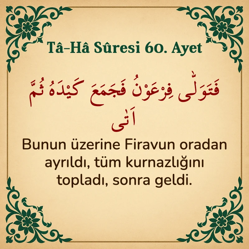 Taha Suresi 60. Ayet Arapça ve Türkçe meali