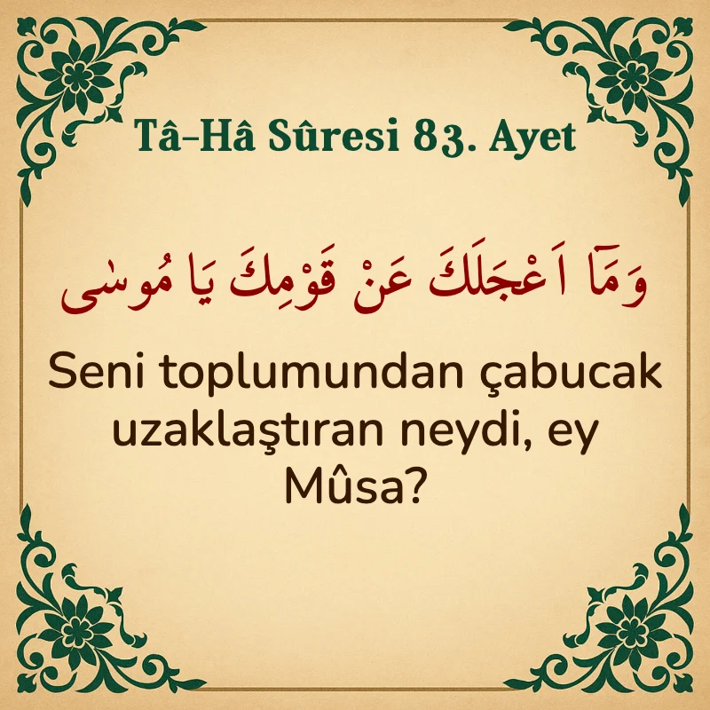 Taha Suresi 83. Ayet Arapça ve Türkçe meali