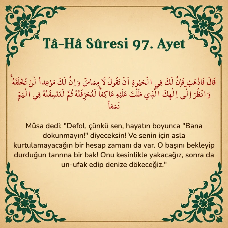 Taha Suresi 97. Ayet Arapça ve Türkçe meali