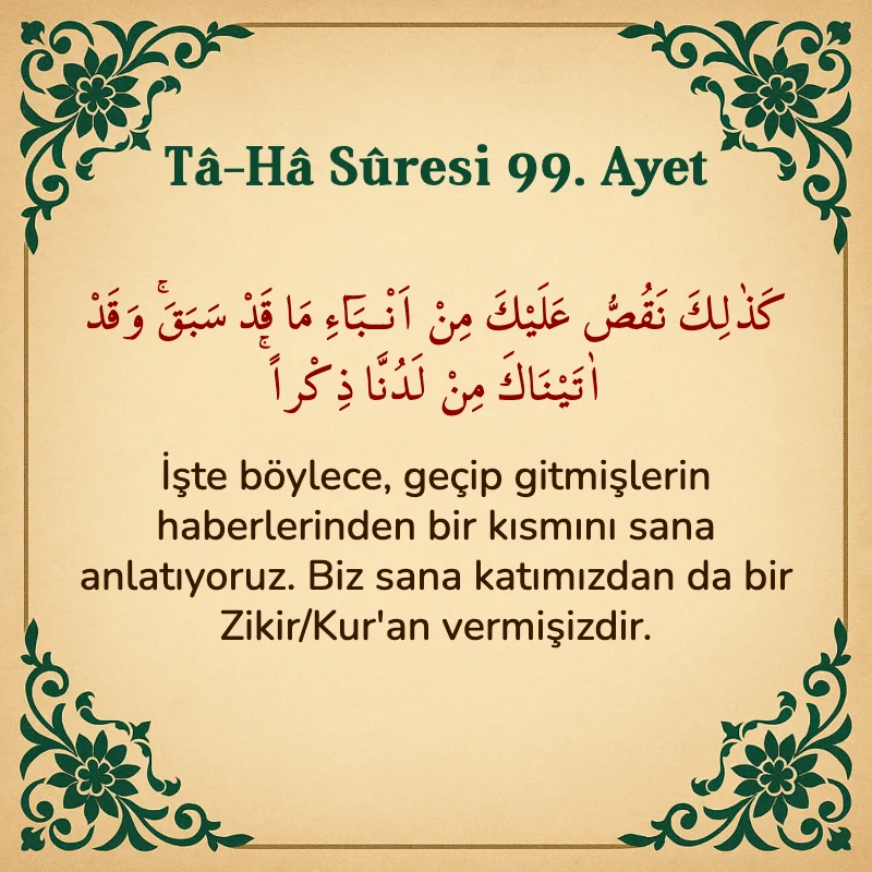 Taha Suresi 99. Ayet Arapça ve Türkçe meali