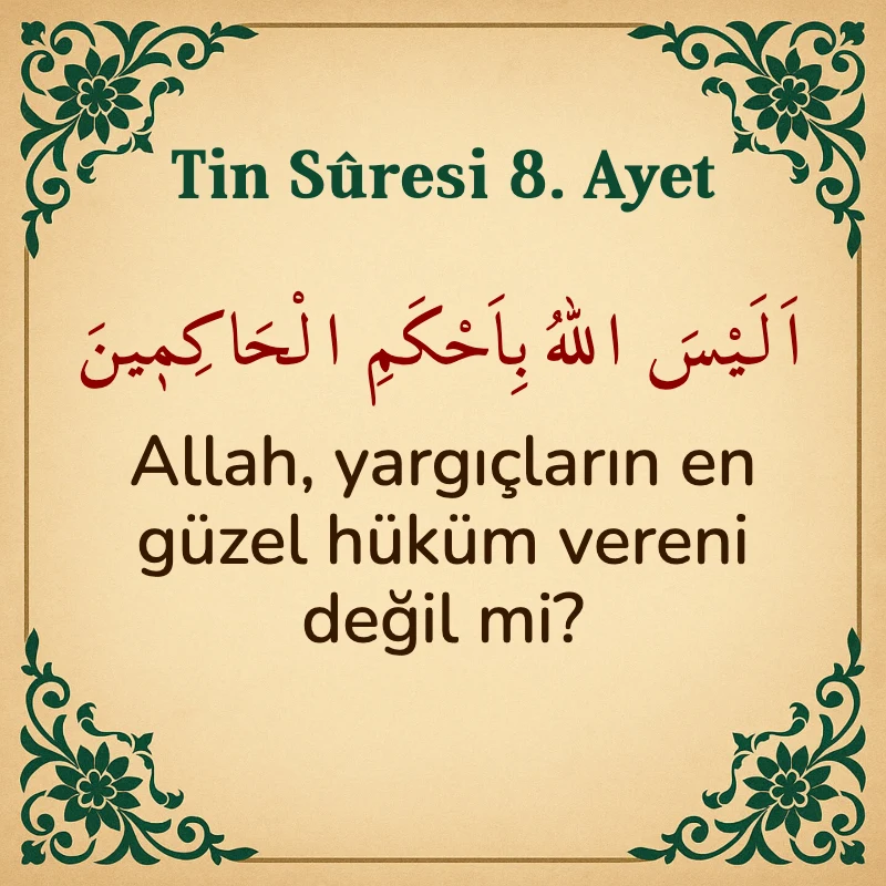Tin Suresi 8. Ayet Arapça ve Türkçe meali