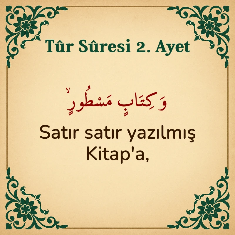 Tur Suresi 2. Ayet Arapça ve Türkçe meali