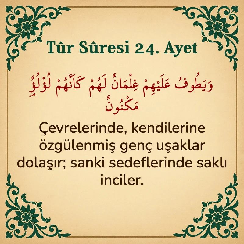 Tur Suresi 24. Ayet Arapça ve Türkçe meali