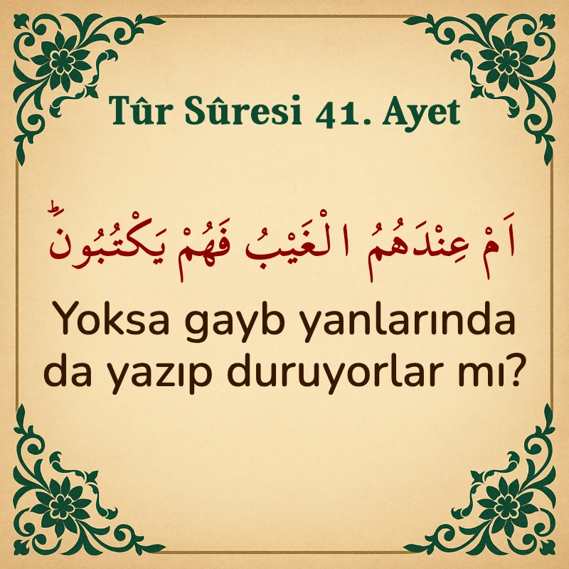 Tur Suresi 41. Ayet Arapça ve Türkçe meali