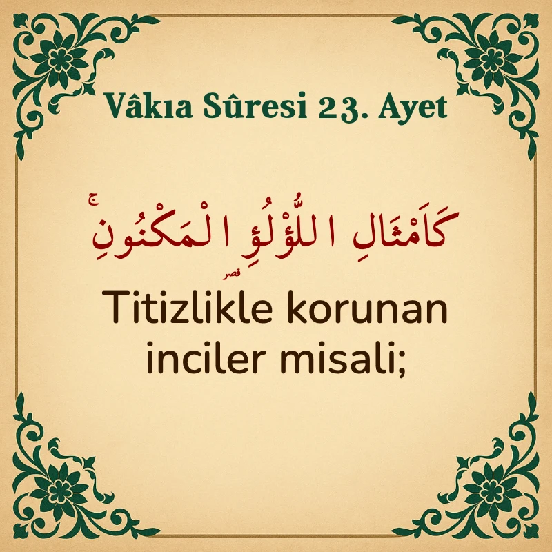 Vakıa Suresi 23. Ayet Arapça ve Türkçe meali