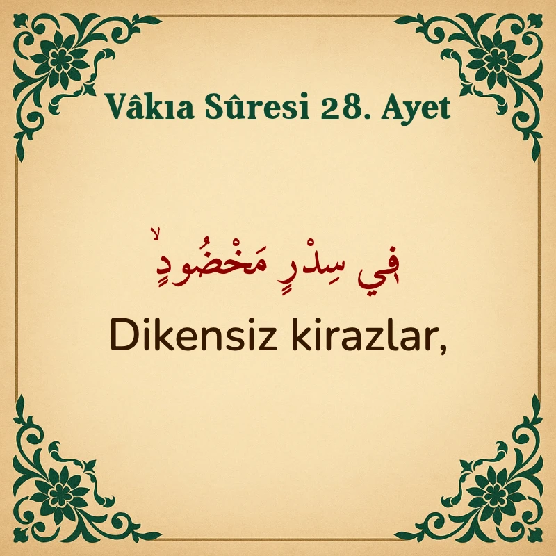 Vakıa Suresi 28. Ayet Arapça ve Türkçe meali