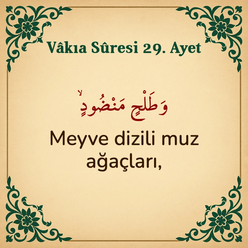 Vakıa Suresi 29. Ayet Arapça ve Türkçe meali