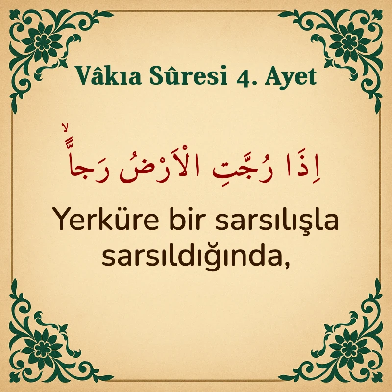 Vakıa Suresi 4. Ayet Arapça ve Türkçe meali