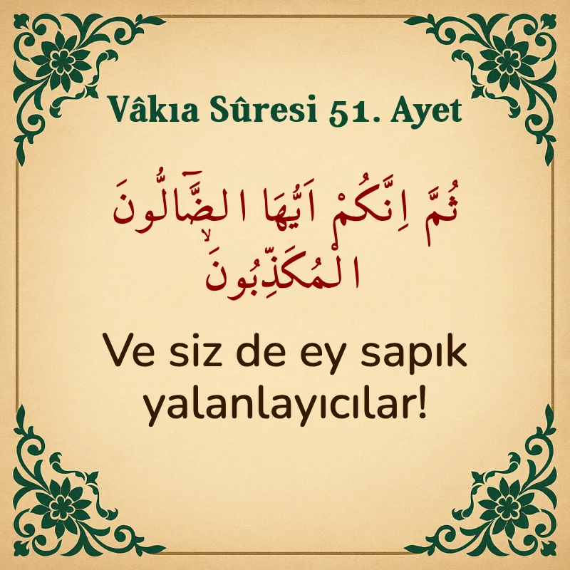 Vakıa Suresi 51. Ayet Arapça ve Türkçe meali