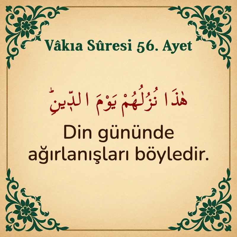 Vakıa Suresi 56. Ayet Arapça ve Türkçe meali