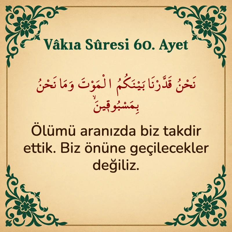 Vakıa Suresi 60. Ayet Arapça ve Türkçe meali
