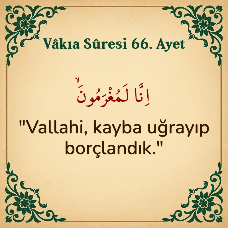 Vakıa Suresi 66. Ayet Arapça ve Türkçe meali