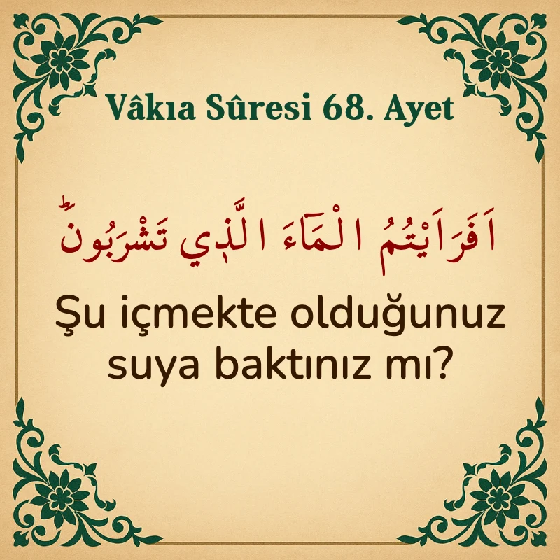 Vakıa Suresi 68. Ayet Arapça ve Türkçe meali