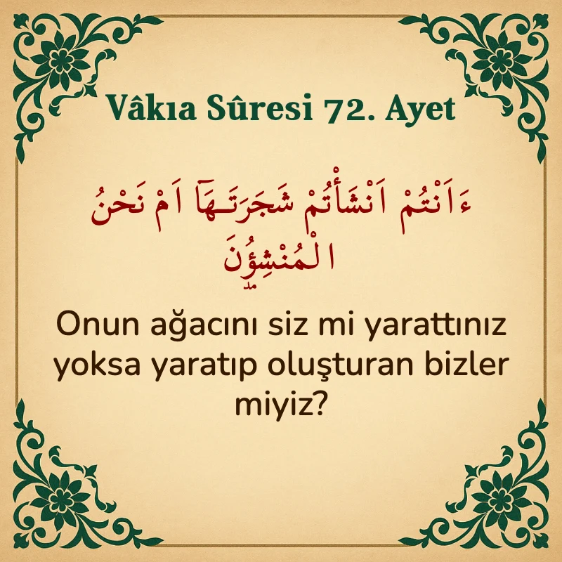 Vakıa Suresi 72. Ayet Arapça ve Türkçe meali