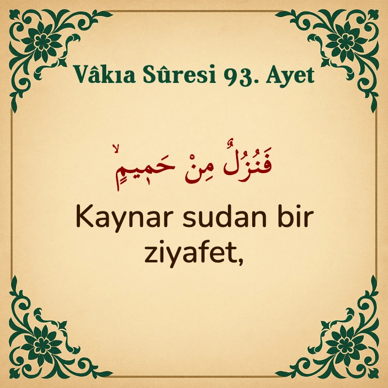 Vakıa Suresi 93. Ayet Arapça ve Türkçe meali