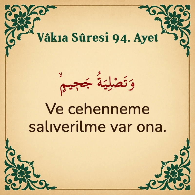 Vakıa Suresi 94. Ayet Arapça ve Türkçe meali