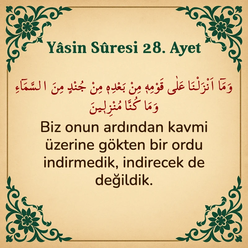 Yasin Suresi 28. Ayet Arapça ve Türkçe meali