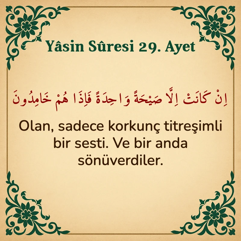 Yasin Suresi 29. Ayet Arapça ve Türkçe meali