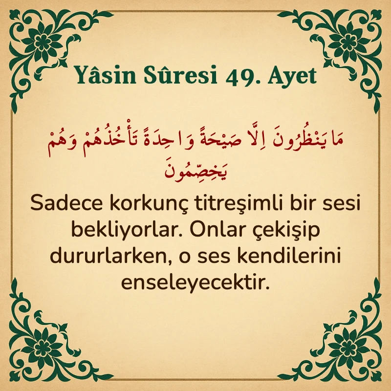 Yasin Suresi 49. Ayet Arapça ve Türkçe meali