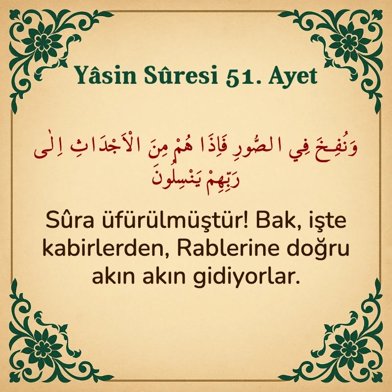 Yasin Suresi 51. Ayet Arapça ve Türkçe meali