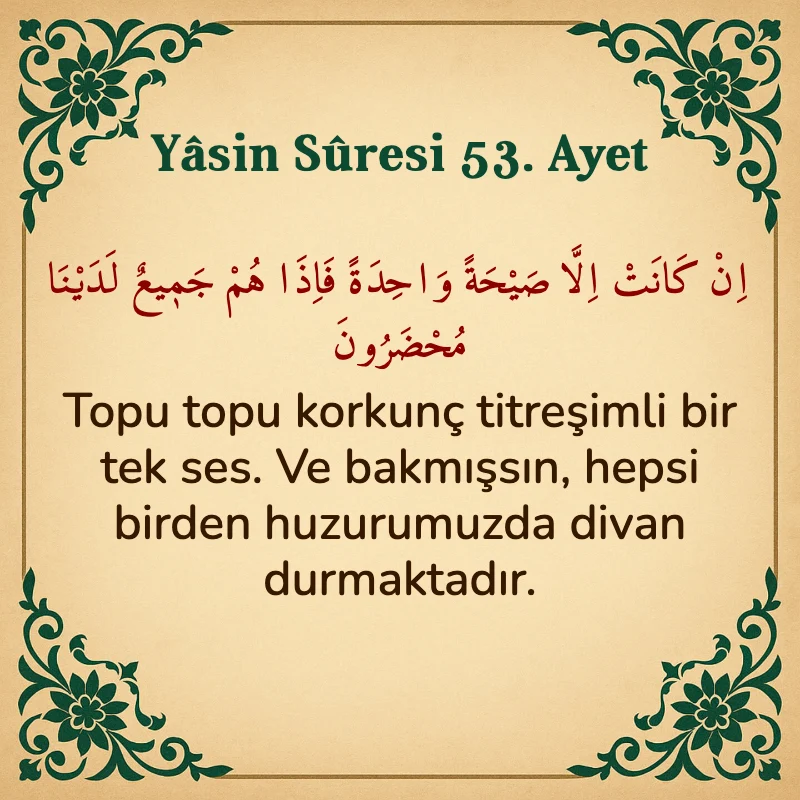 Yasin Suresi 53. Ayet Arapça ve Türkçe meali