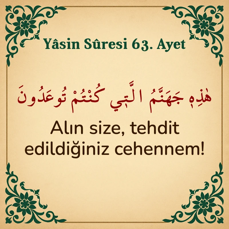 Yasin Suresi 63. Ayet Arapça ve Türkçe meali