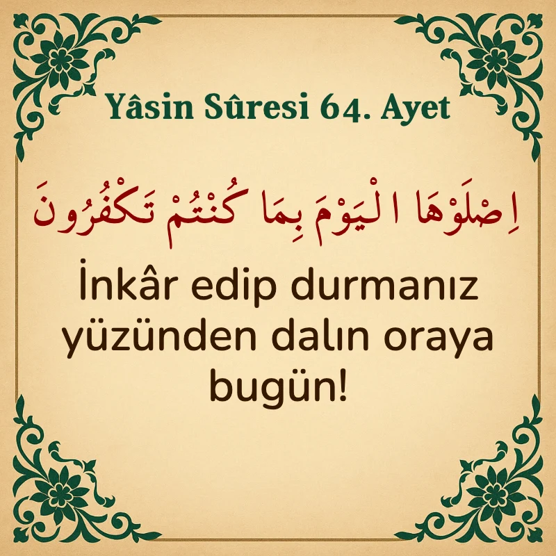 Yasin Suresi 64. Ayet Arapça ve Türkçe meali