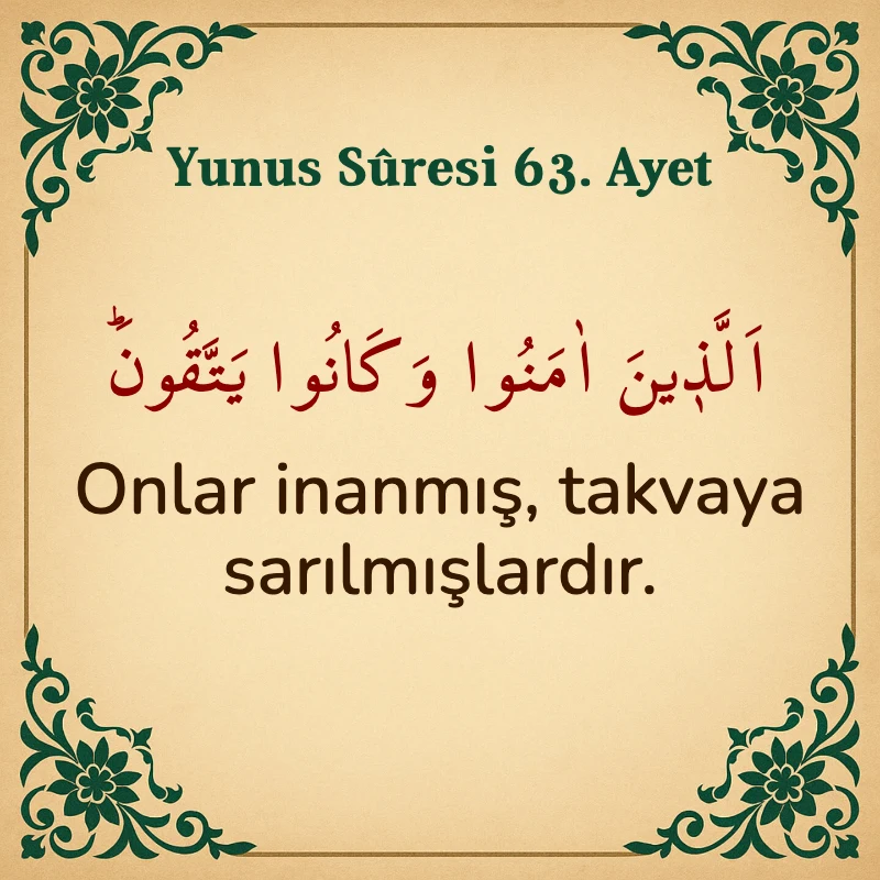 Yûnus Sûresi 63. Ayet Arapça ve Türkçe meali
