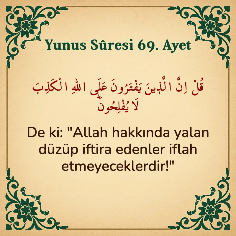 Yûnus Sûresi 69. Ayet Arapça ve Türkçe meali