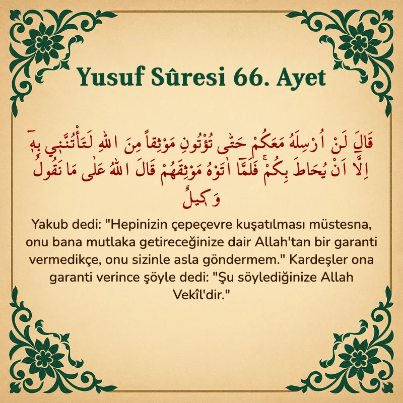 Yusuf Sûresi 66. Ayet Arapça ve Türkçe meali