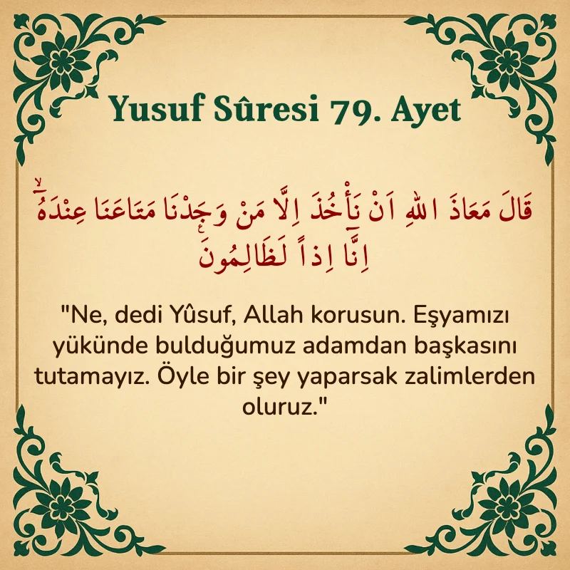Yusuf Sûresi 79. Ayet Arapça ve Türkçe meali