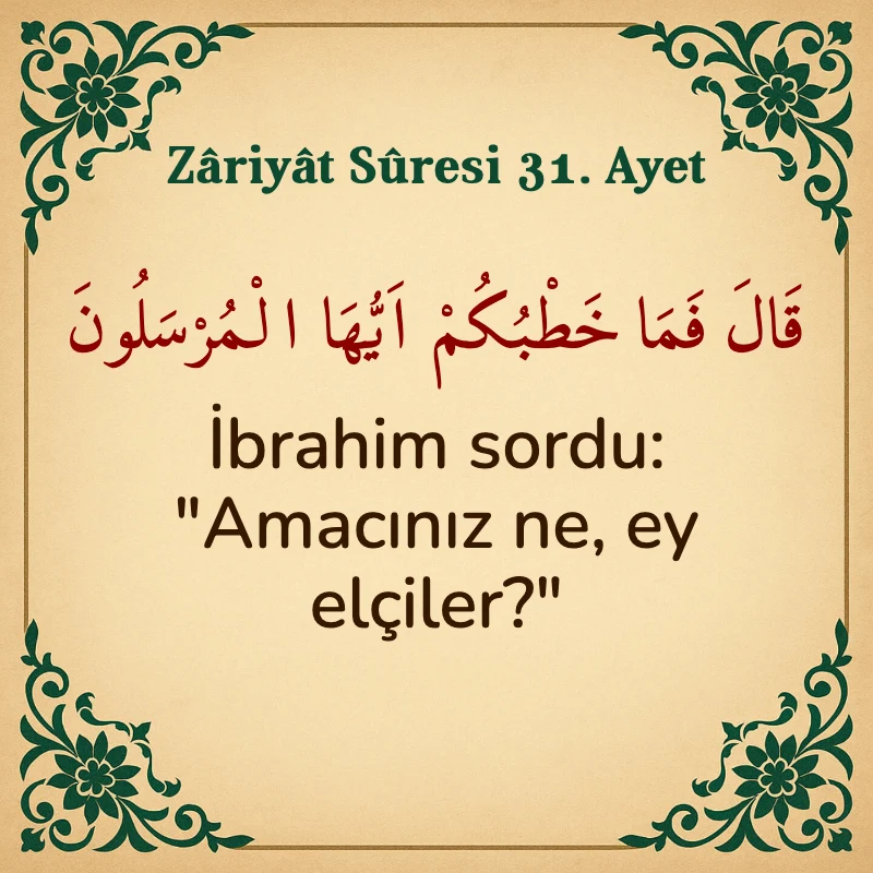 Zariyat Suresi 31. Ayet Arapça ve Türkçe meali