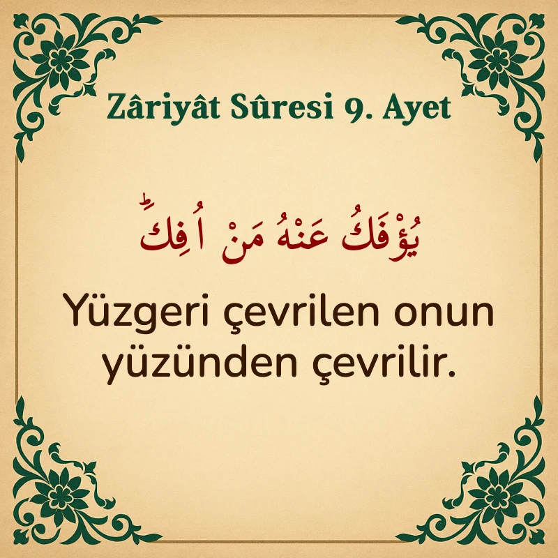 Zariyat Suresi 9. Ayet Arapça ve Türkçe meali